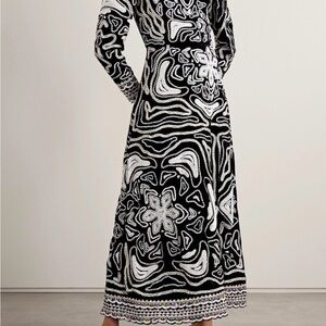 Ulla Johnson Black and White Long Sleeve Dress
